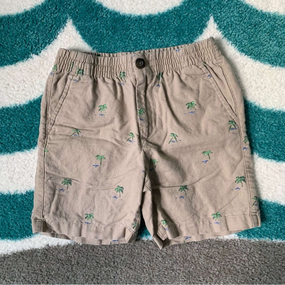 Janie and Jack Island Palms Linen-Cotton Shorts (Khaki) Size 6